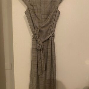 ANTONIO MELANI Tan Sheath Midi Dress Bateau Neckline